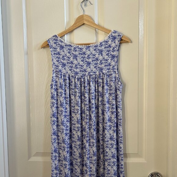Eileen West Nightgown Blue Floral XS Sleeveless Maxi Cottagecore Sleep Dress - Picture 6 of 7